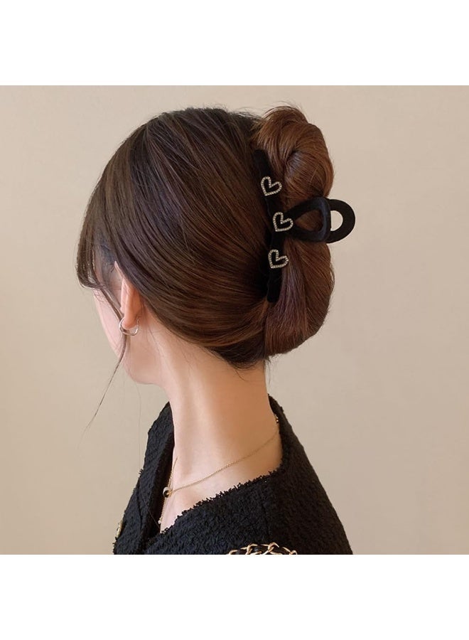 ChicAbode 1Pcs Heart Hair Claw Clips, Hair Clips for Women, Strong Hold Black Hair Crab Clips Hair Styling Accessories Hair Barrette No-Slips Large Hair Clips for Thick or Thin Hair - Image 3